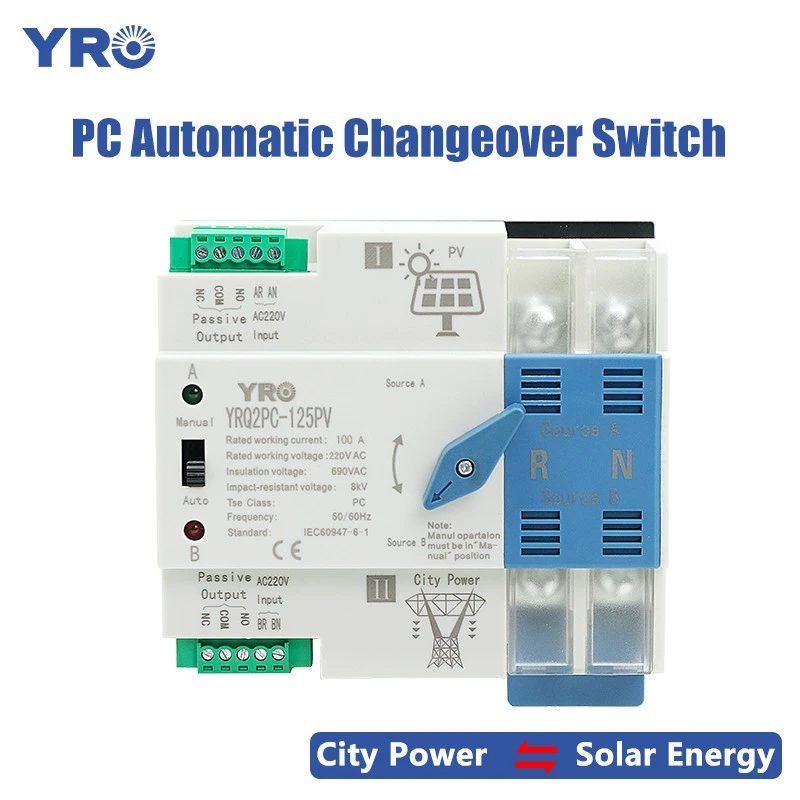 2P 125A 220 V: n inverttertyyppinen aurinkoc ATS